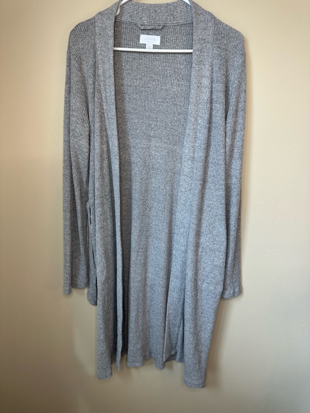 LOVE by GAP Gray Long Open Front Knit Cardigan XS/S